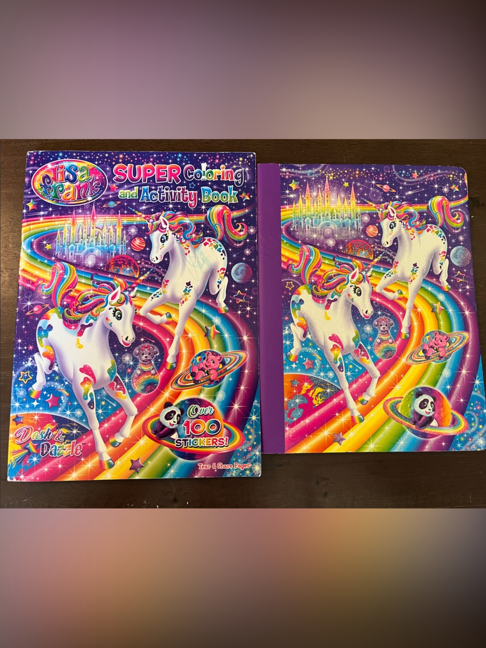 VTG Lisa Frank Notebook & 2019 Activity Book Lot Dash Dazzle Unicorn Rainbow